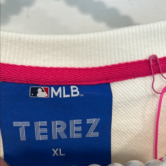 Terez x MLB New York Yankees Cream BASEBALL Stitch Sweatshirt XL NEW - Picture 2 of 5